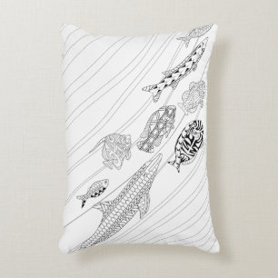 School of Fish Adult Coloring Pillow Accent Kussen