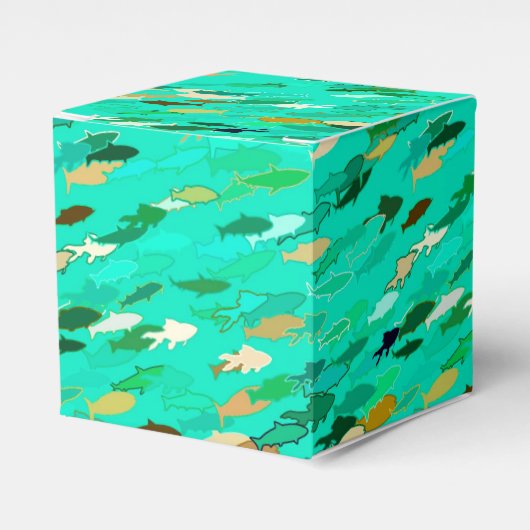 School of Fish, Aqua, Green and Gold Bedankdoosjes (Voorkant Zijde)