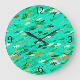School of Fish, Aqua, Green and Gold Grote Klok