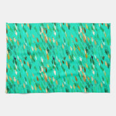 School of Fish, Aqua, Green and Gold Theedoek (Horizontaal)