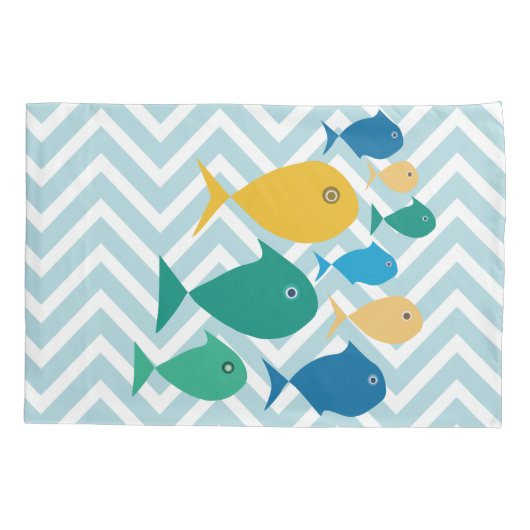 School of Fish Chevron Pillowcase Kussensloop (Achterkant)