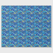 School of Fish, Dark Blue, White en Turquoise Cadeaupapier (Vlak)