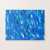 School of Fish, Dark Blue, White en Turquoise Legpuzzel (Horizontaal)
