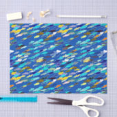 School of Fish, Dark Blue, White en Turquoise Tissuepapier (Craft)