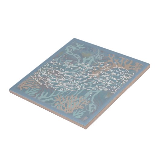 School of Fish in Coral Blue ID1198 Tegeltje (Zijkant)