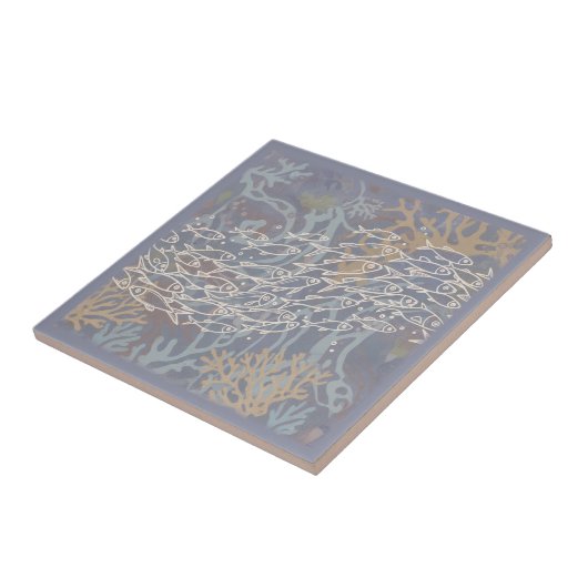 School of Fish in Coral Violet ID1198 Tegeltje (Zijkant)