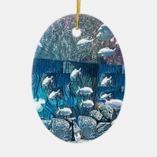 School of Fish in Ocean Rocks Keramisch Ornament
