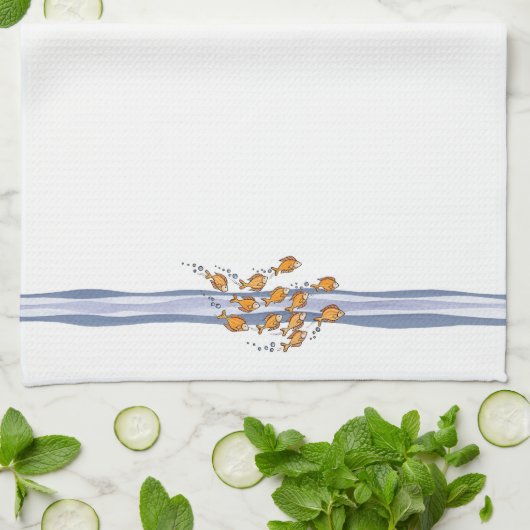 School of Fish - Kitchen Towel Theedoek (Gevouwen)