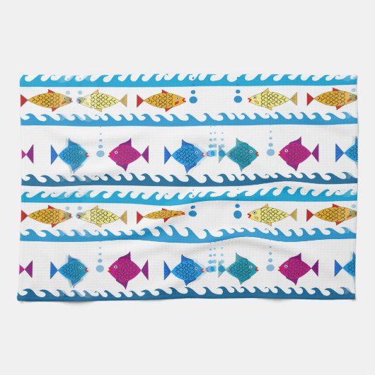 School of Fish on Kitchen Towel Theedoek (Horizontaal)