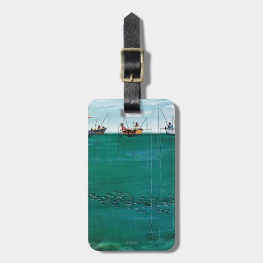 School of Fish Onder Lines van Thornton Utz Bagagelabel (Voorkant verticaal)