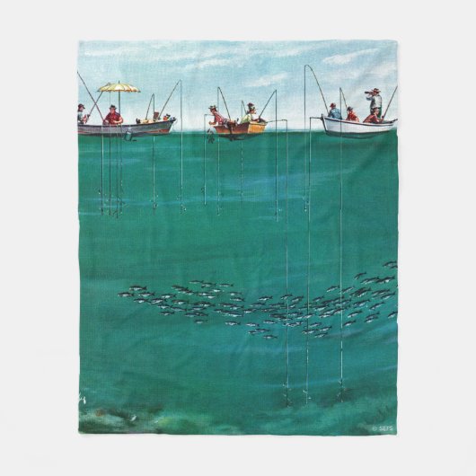 School of Fish Onder Lines van Thornton Utz Fleece Deken (Voorkant)