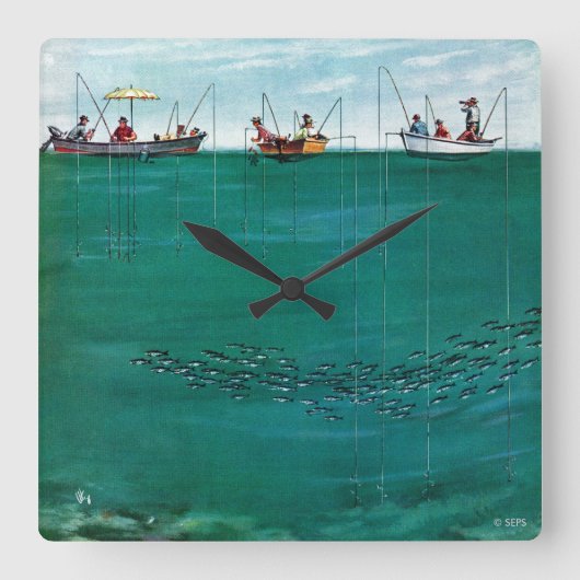 School of Fish Onder Lines van Thornton Utz Vierkante Klok (Voorkant)