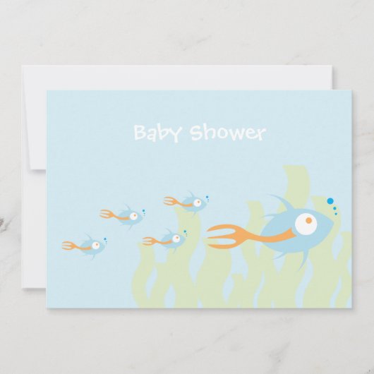 School of Fish Organic Planet Shower Invitations Kaart (Voorkant)
