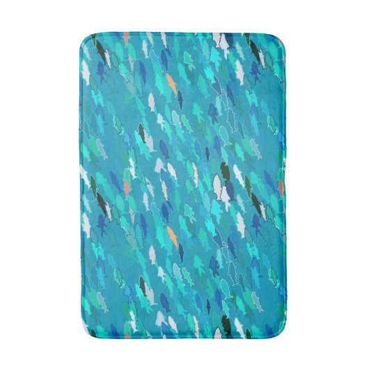 School of Fish, Turquoise, Blue en Aqua Badmat (Voorkant Verticaal)