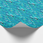 School of Fish, Turquoise, Blue en Aqua Cadeaupapier (Hoek)