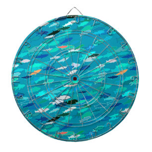 School of Fish, Turquoise, Blue en Aqua Dartbord