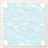 School of Fish, Turquoise, Blue en Aqua Glazen Onderzetter (Achterkant)
