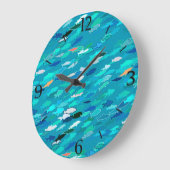 School of Fish, Turquoise, Blue en Aqua Grote Klok (Hoek)
