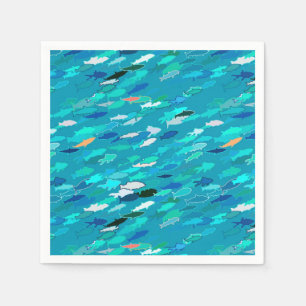School of Fish, Turquoise, Blue en Aqua Servetten