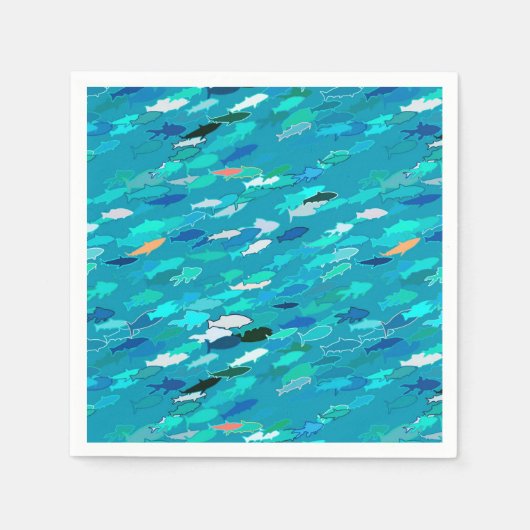 School of Fish, Turquoise, Blue en Aqua Servetten (Voorkant)