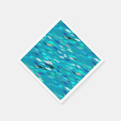 School of Fish, Turquoise, Blue en Aqua Servetten (Hoek)