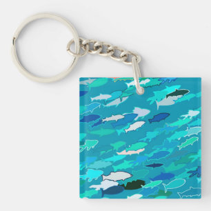 School of Fish, Turquoise, Blue en Aqua Sleutelhanger
