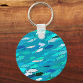School of Fish, Turquoise, Blue en Aqua Sleutelhanger (Voorkant)
