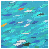 School of Fish, Turquoise, Blue en Aqua Stof (Close Up)
