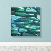 School of Green Fish Canvas Print (Insitu (Houten vloer))