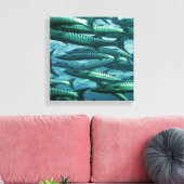 School of Green Fish Canvas Print (Insitu (Woonkamer))
