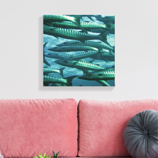 School of Green Fish Canvas Print (Insitu (Woonkamer))