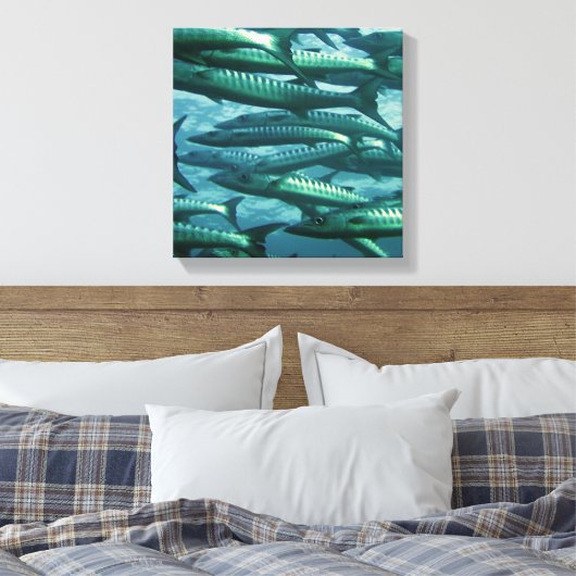 School of Green Fish Canvas Print (Insitu (Slaapkamer))