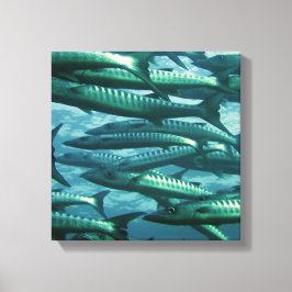 School of Green Fish Canvas Print