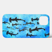 School of Hammerhead Sharks in Silhouette Case-Mate iPhone Case (Achterkant (horizontaal))