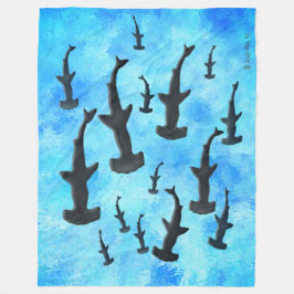 School of Hammerhead Sharks in Silhouette Fleece Deken
