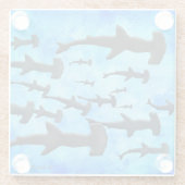 School of Hammerhead Sharks in Silhouette Glazen Onderzetter (Achterkant)