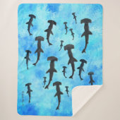 School of Hammerhead Sharks in Silhouette Sherpa Deken (Voorkant)
