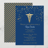School of Medicine Afstuderen Invitation- Navy Kaart (Voorkant / Achterkant)