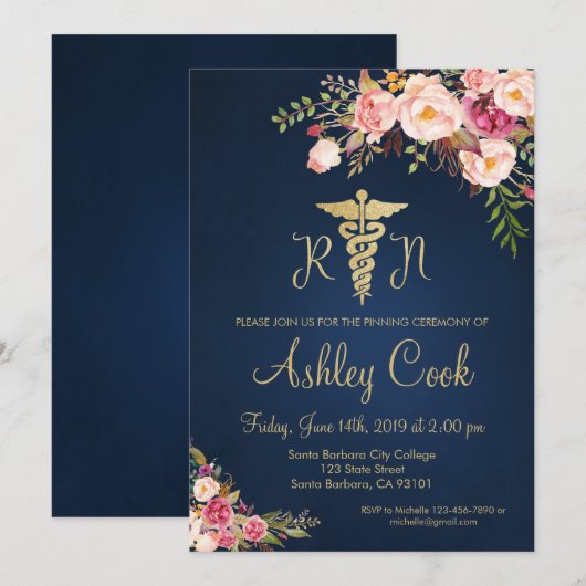 School of Nursing Afstuderen Invitation Kaart (Voorkant / Achterkant)