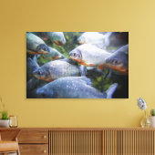 School of Piranhas (Pygocentrus nattereri) Canvas Afdruk (Insitu (Woonkamer))