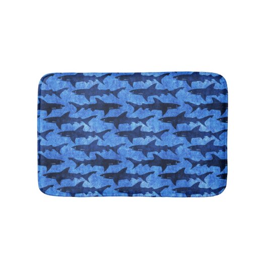 School of Sharks Blue Pattern Badmat (Voorkant)