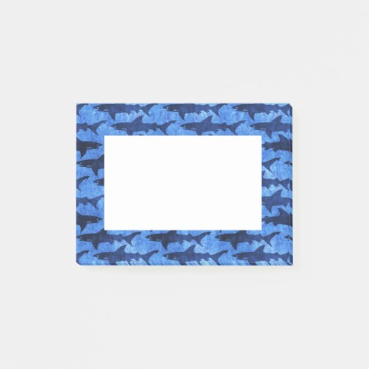 School of Sharks Blue Pattern Post-it® Notes (Voorkant)