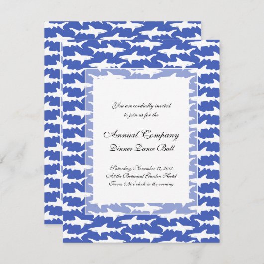 School of Sharks Funny Blue and White Kaart (Voorkant / Achterkant)