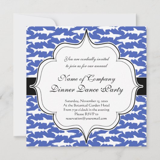 School of Sharks Funny Blue and White Kaart (Voorkant)