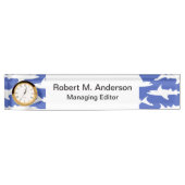 School of Sharks Funny Blue and White Naambordje (Voorkant)