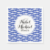 School of Sharks Funny Blue and White Servetten (Voorkant)