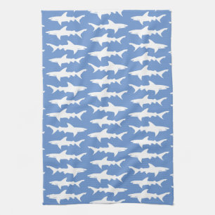 School of Sharks Galley/Beach House Blue Theedoek