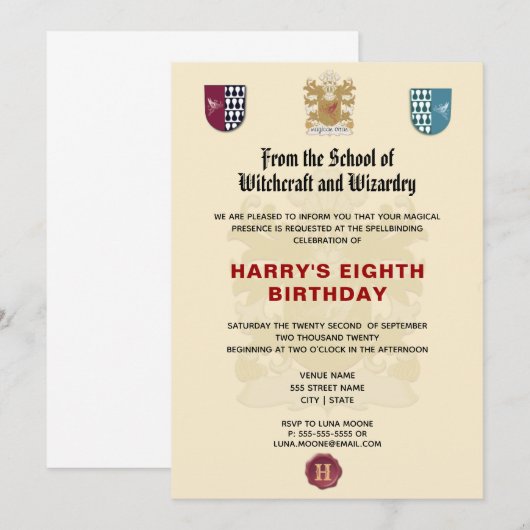 School of Witches and Wizards Birthday Party Kaart (Voorkant / Achterkant)