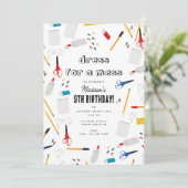 School Office Supplies Arts Crafts Verjaardagsfees Kaart (Staand voorkant)