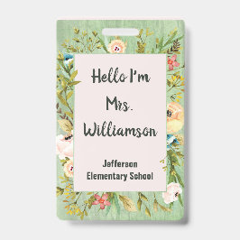 School Onderwijs Lesgeven Docent Elegante Bloemen Badge